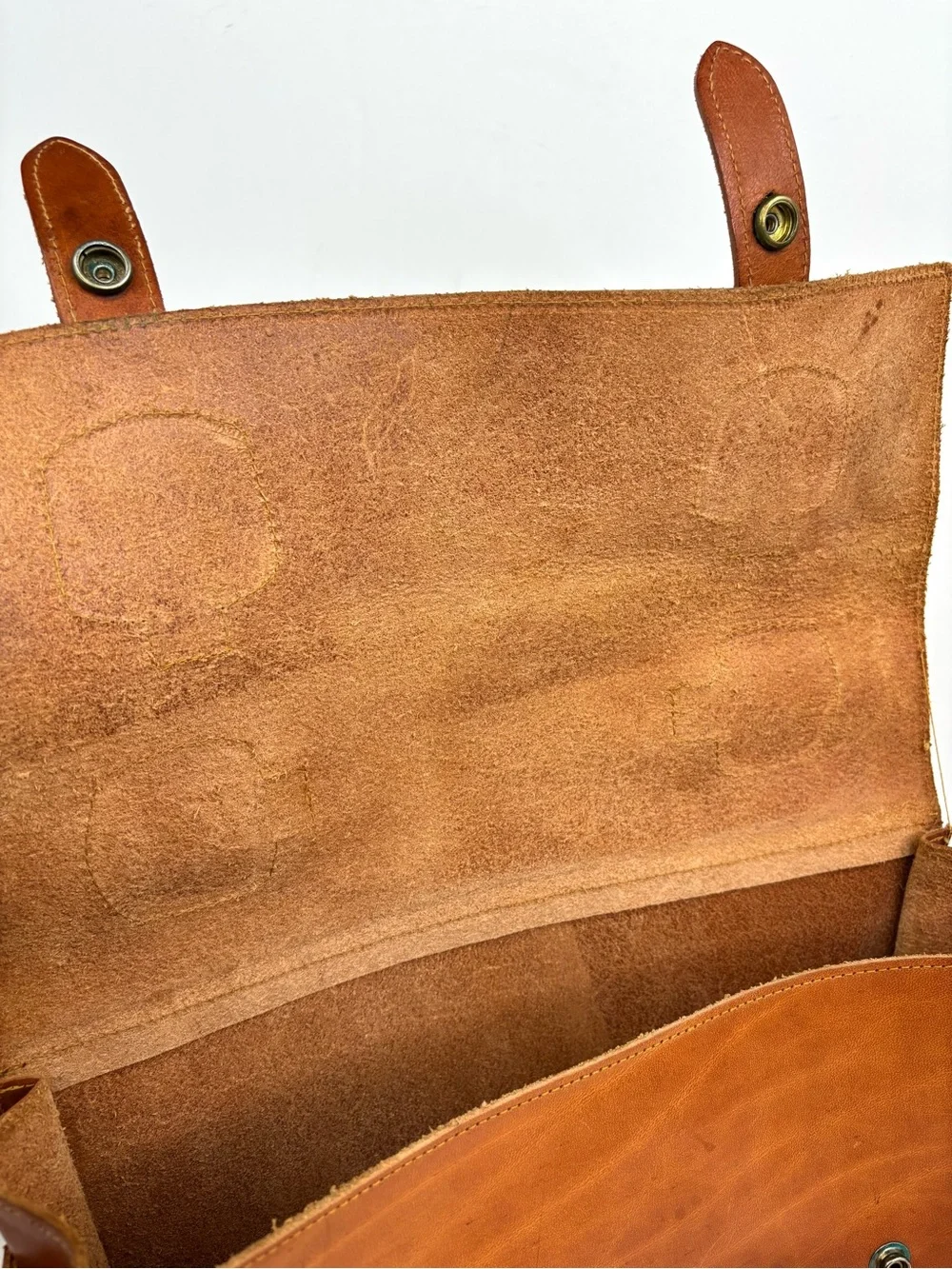 Vintage 50’s Rustic Brown Leather & Brass‎ Hdwe Messenger Satchel Bicycle Bag